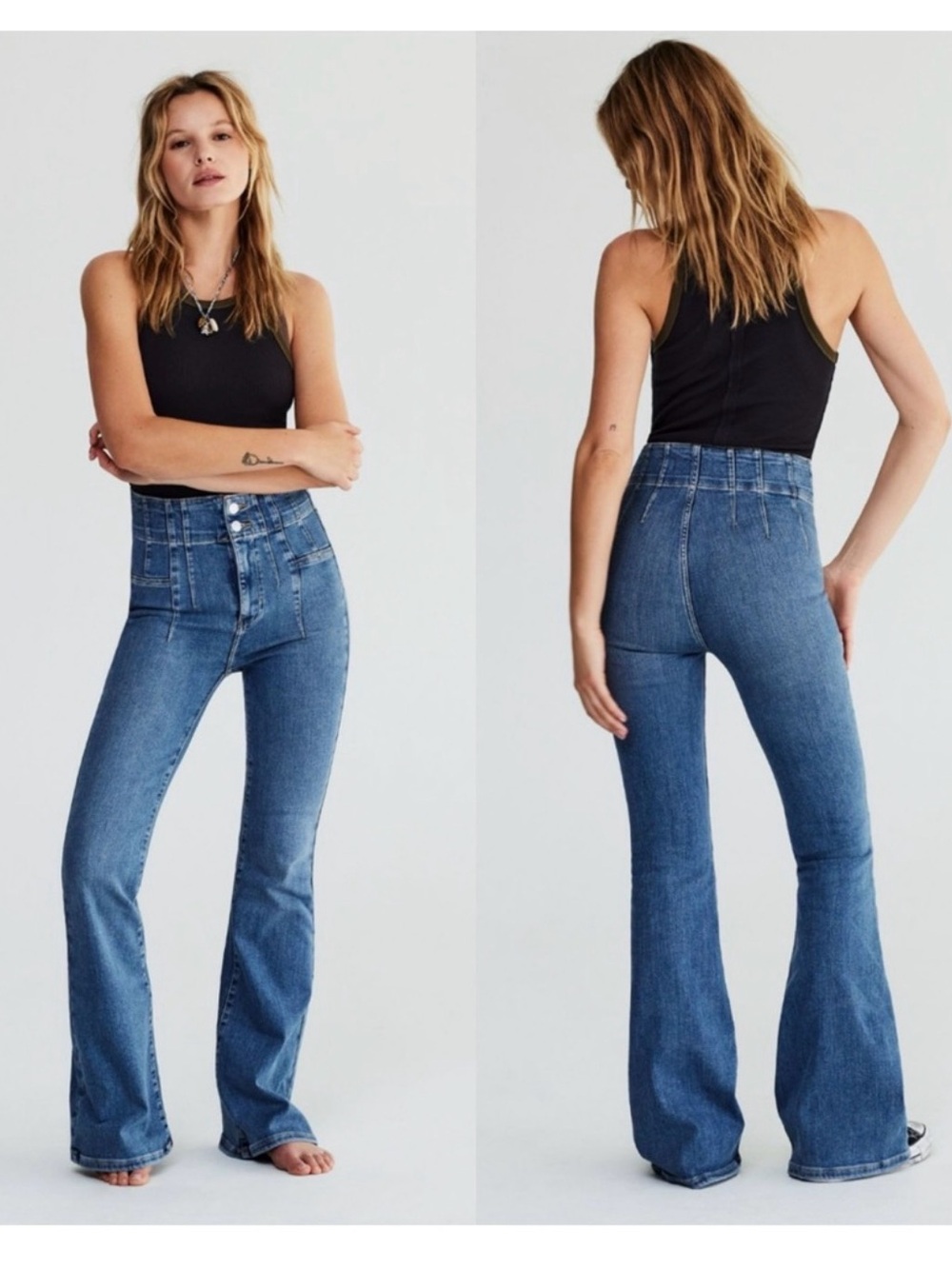 Free People We The Free Jade Flare Jeans in Sunburst blue